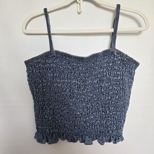 TOMMY HILFIGER Y2K 90'S DENIM SMOCKED TANK BLUE WOMEN (L)